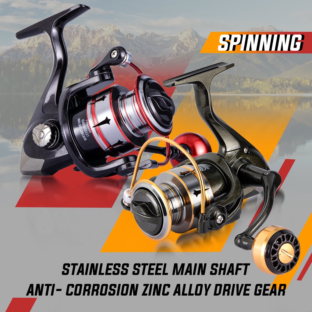 Reel Pancing Max Drag 12lb Rasio 5.2: 1 Gagang Metal Untuk Memancing Di Air Tawar Fishing Reel