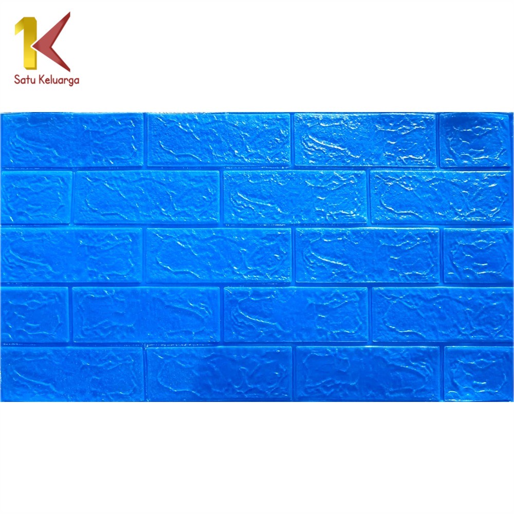 Satu Keluarga Walpaper Stiker Dinding Dekorasi Kamar C206 Wallpaper Dinding Foam 3D Kecil Motif Batu Bata-Batu Bata BIRU TUA