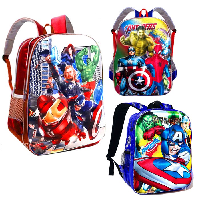 Tas sekolah Anak karakter Avengers Captain America Iron Man Thor Hulk 3D