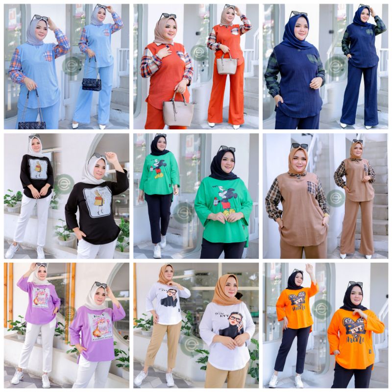 READY!!!NEW ORY EVT.CO!!!ZETA ONESET OVERSIZE(KAOS OVERSIZE+CELANA)+AQILLA ONESET KOMBINASI KOTAK!!!