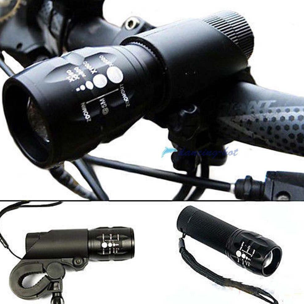 AIHUAXU Lampu depan sepeda Zoom teleskopik silau senter Peralatan sepeda gunung