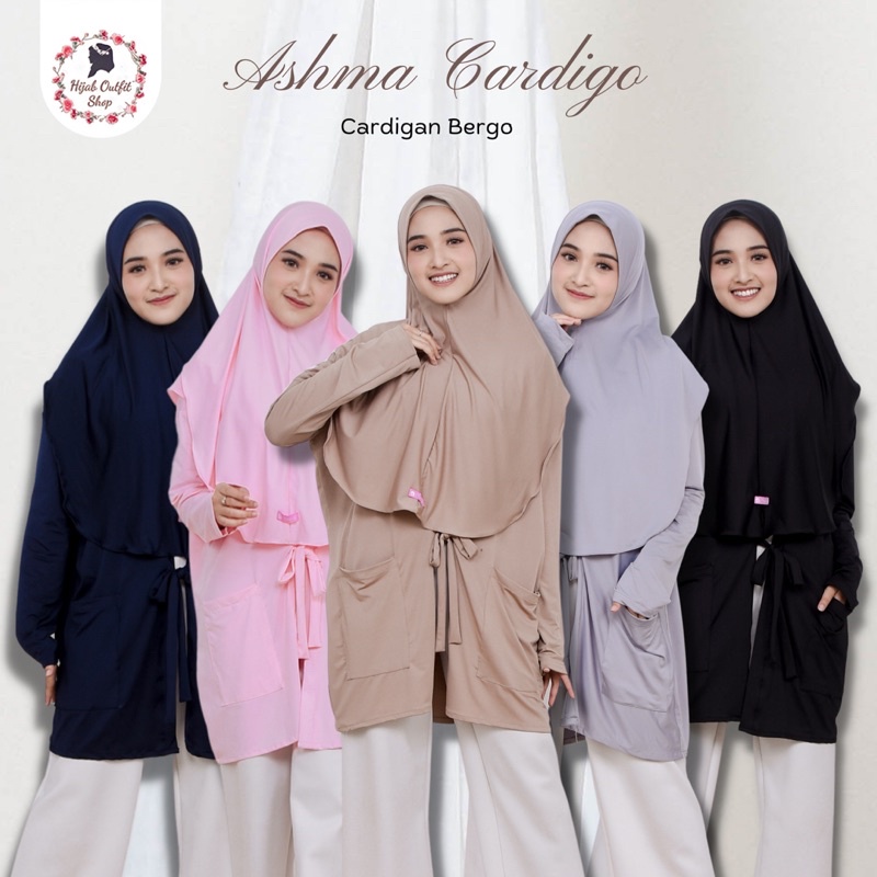 Ashma Cardigo / cardigan bergo / outer menyatu dengan bergo