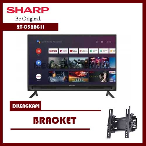 SHARP 2T-C32BG1I LED TV 32 Inch Android Dilengkapi Bracket - JABODETABEK
