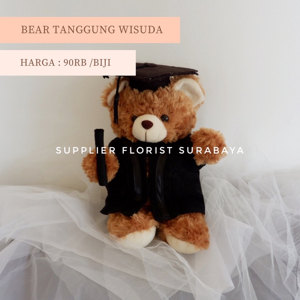 BONEKA BEAR WISUDA HADIAH WISUDA BONEKA WISUDA GRADUATION GIFT BROWN WHITE KADO WISUDA