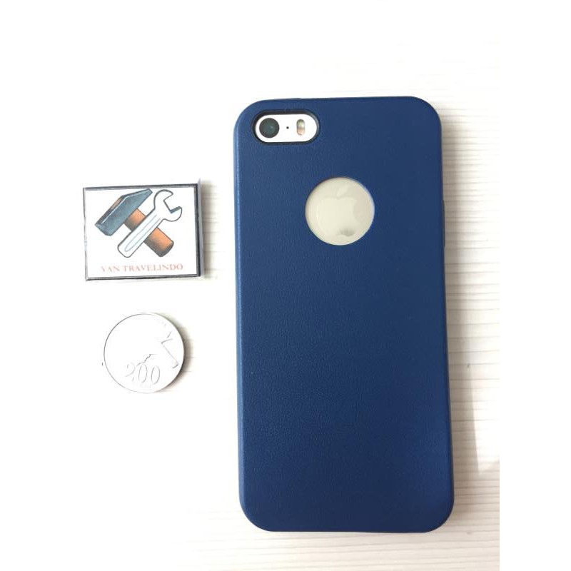 CASE IPHONE 5 5S 5SE SILICON ULTRA SLIM  EKSTUR LEATHER DARK BLUE  APPLE