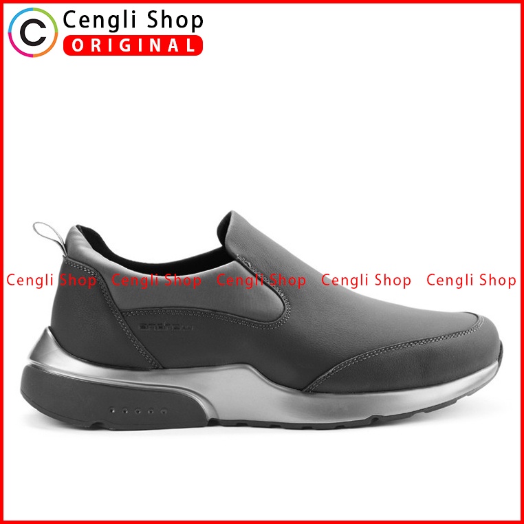 SEPATU SLIP ON ANDREW PRIA ORIGINAL CASUAL KULIT BRANDED ABU-ABU ANM44