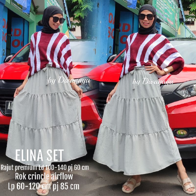 ELINA SET RAJUT BATWING ROK