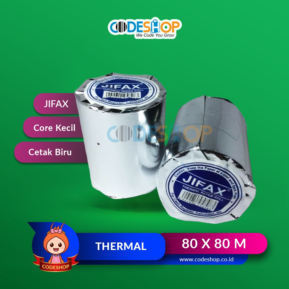 

Kertas Thermal JIFAX 80 X 80 MM Struk Kasir Paper Roll BIRU