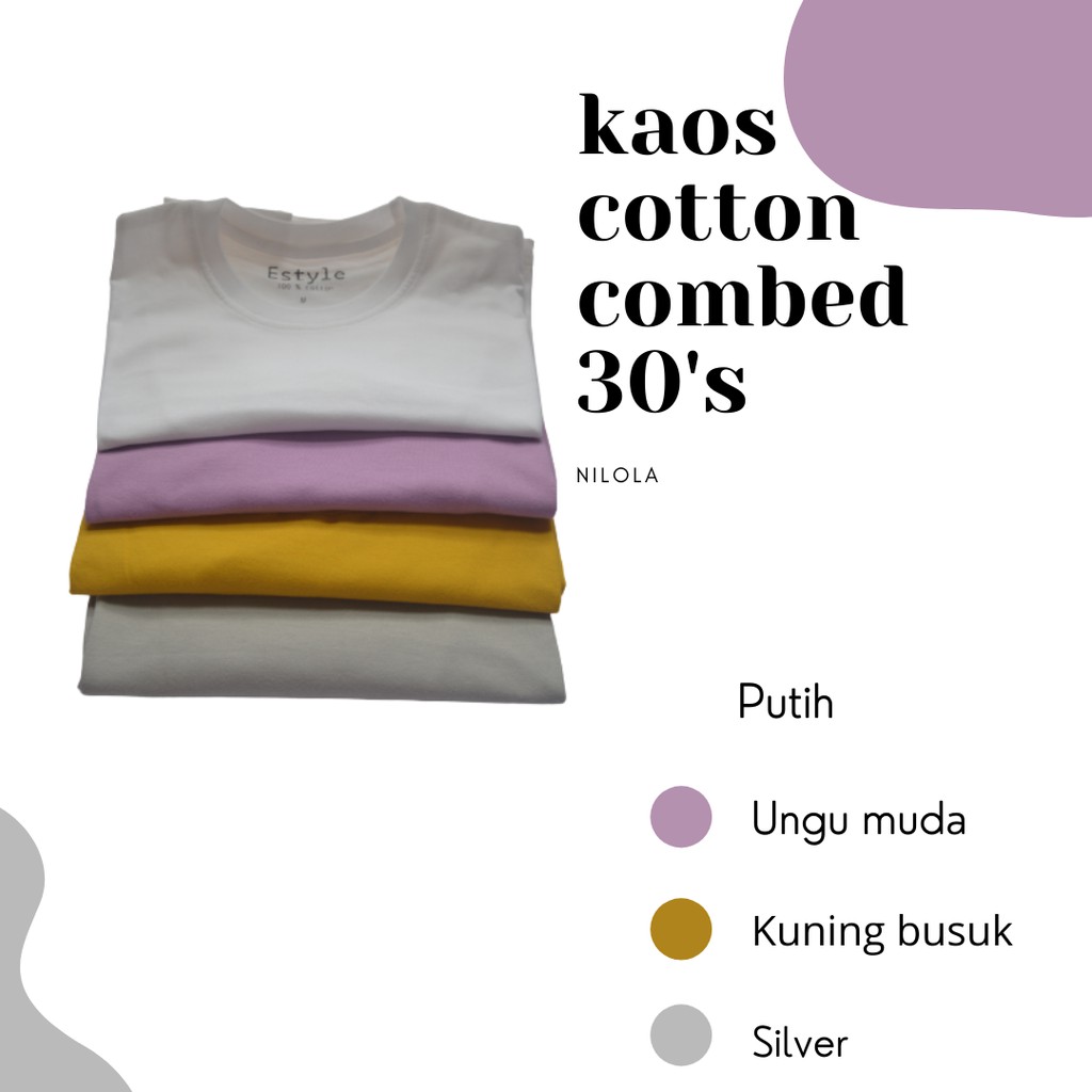 KAOS POLOS/KAOS UNISEX/KAOS POLOS KANCING/KAOS COTTON COMBED 30'S