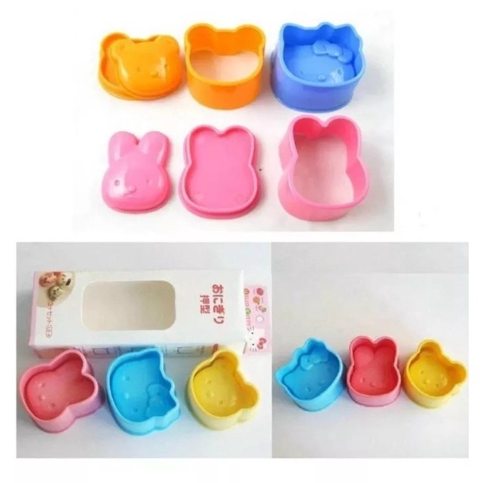 Cetakan Nasi Bento Tool Rice Mold 3 in 1 (1 Set Isi 3)