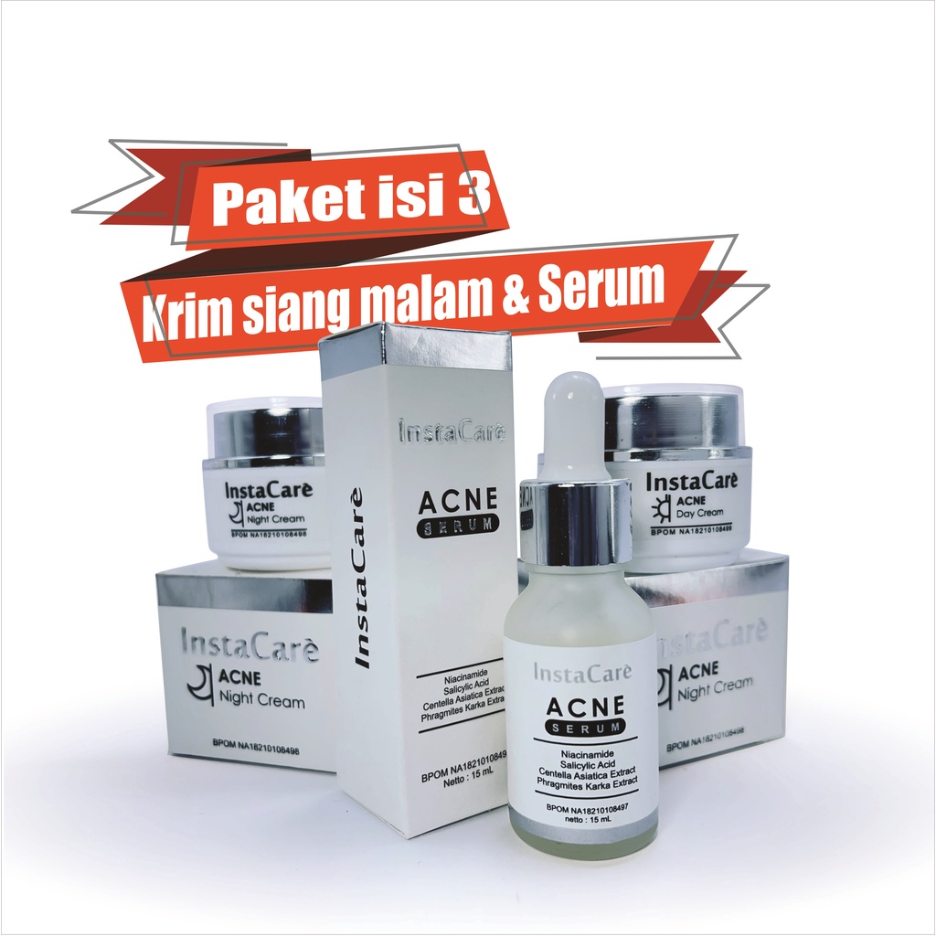InstaCare paket komplit penghilang jerawat bekas jerawat komedo dan flek hitam BPOM asli Acne serum 