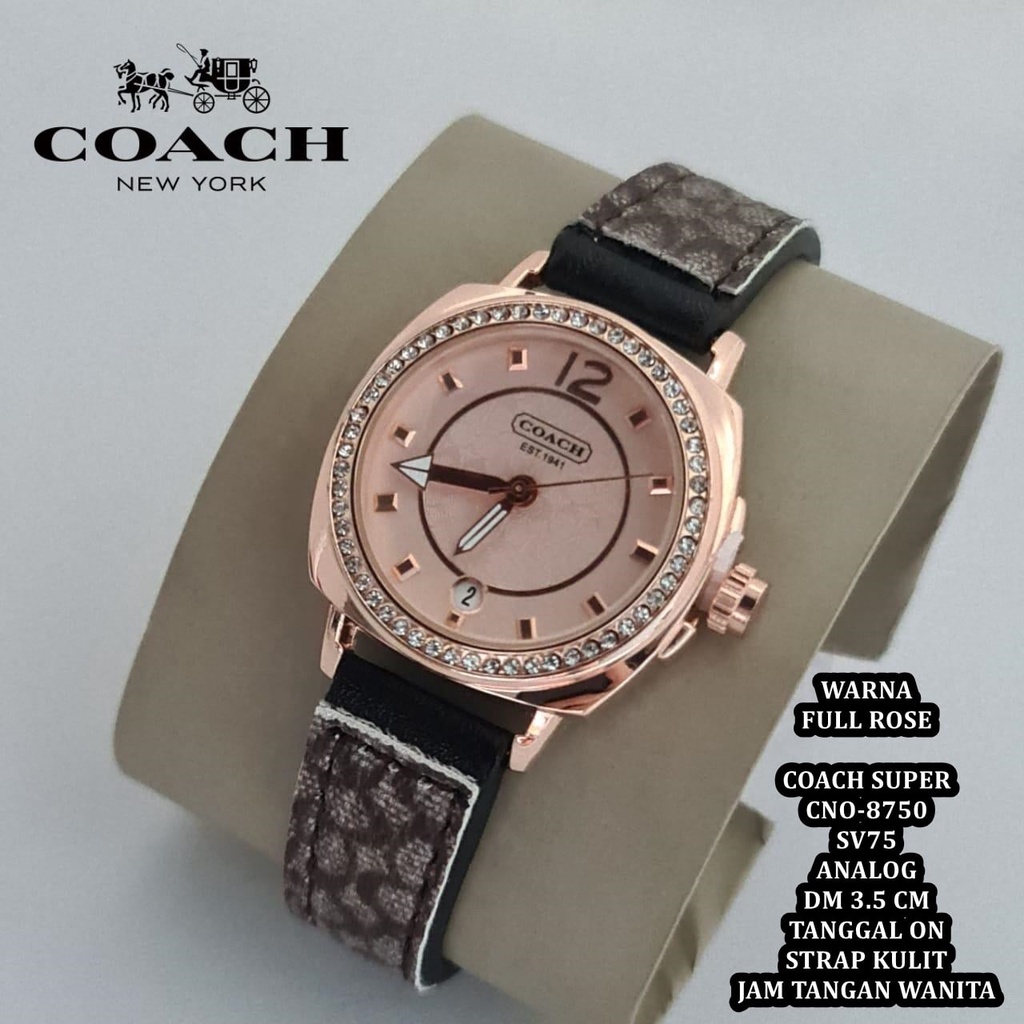 ( BISA COD ) JAM TANGAN WANITA COACH KULIT SUPER CNO-8750