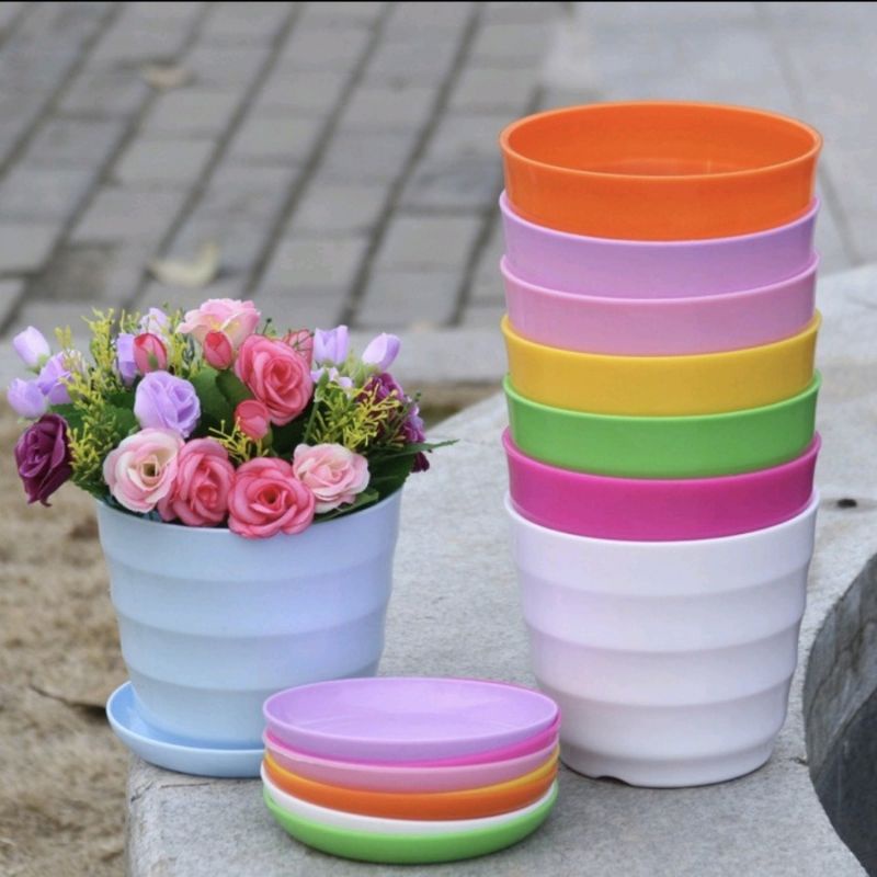 POT BUNGA BULAT MADU TAWON KECIL 9CM / POT TANAMAN KECIL WARNA WARNI DEKORASI