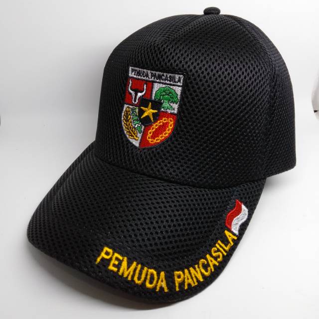 Topi ormas pemuda pancasila pp bahan jaring double mess lembut topi pemuda Pancasila