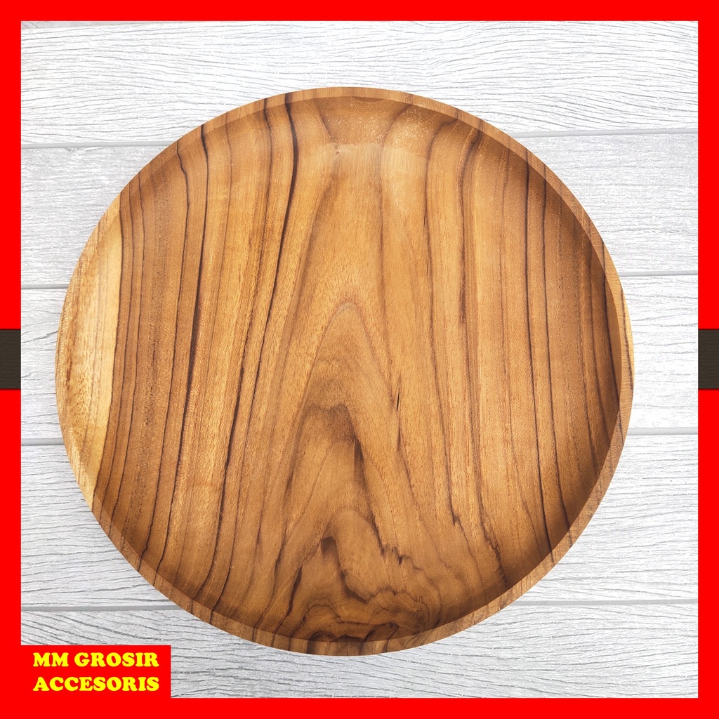 Piring Kayu Jati Besar / Piring Kayu Jati 25 Cm Termurah