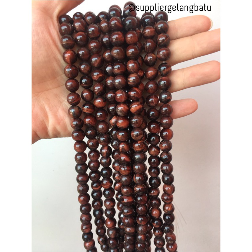 bahan gelang batu kalung blackred tiger eye premium grade 10mm bongkah bahan aksesoris fashionita