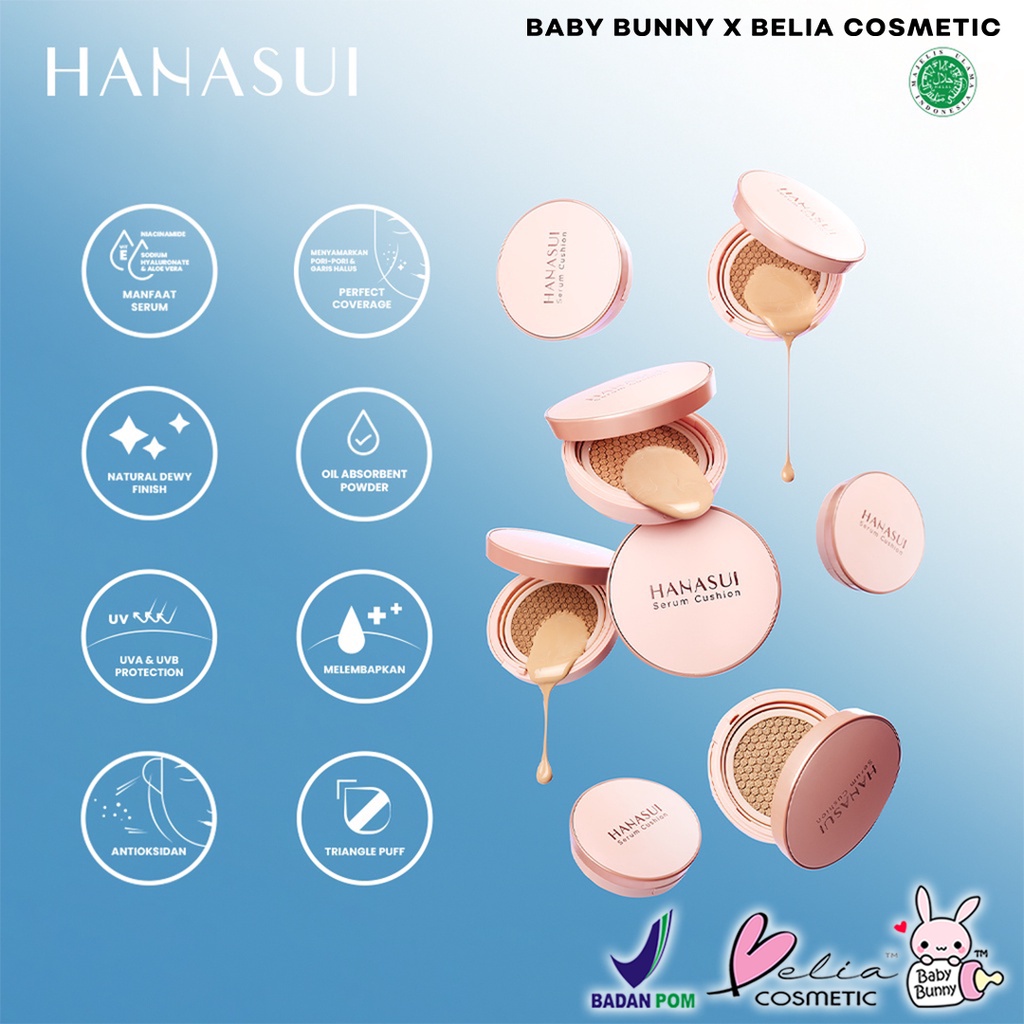 ❤ BELIA ❤ HANASUI Serum Cushion 15g | Foundation | Flawless | Natural Dewy Finish | Perfect Coverage | BPOM