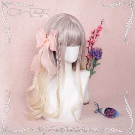 LOL-137 wig rambut palsu daily lolita korea jepang kpop gray linen