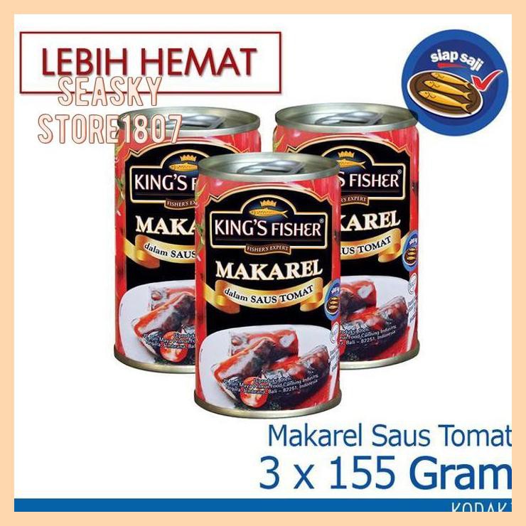 

[ KING'S FISHER PAKET 3 PCS MAKAREL MINI SAUS TOMAT MAKANAN KALENG 155 G]