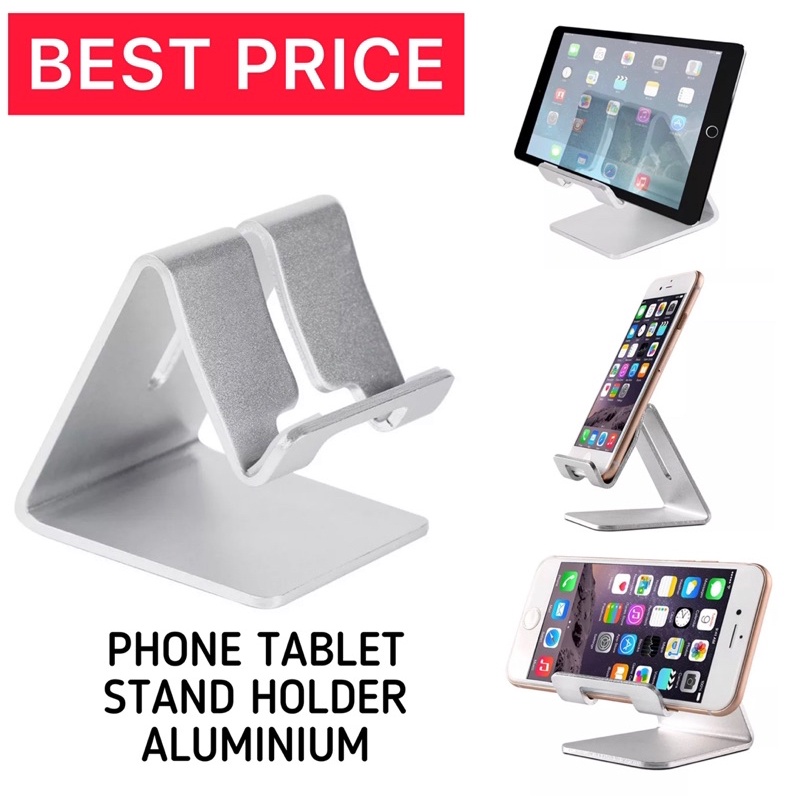 Tempat Dudukan Smartphone Tablet Stand di Meja Aluminium Universal Holder iPad Hp Bracket Braket Mou