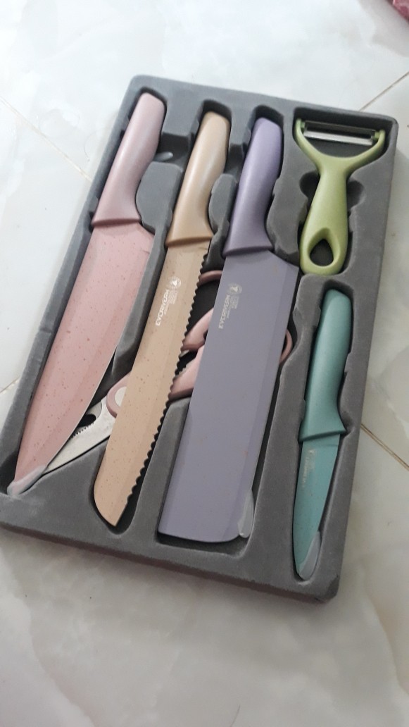 Pisau Set Evcrierh Stainless Anti Lengket Set 6 In 1