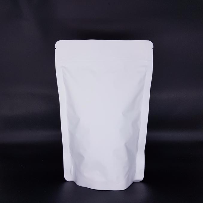 

Kemasan Kopi Standing Pouch 100g (VALVE + ZIPPER) PUTIH WHITE *PREMIUM