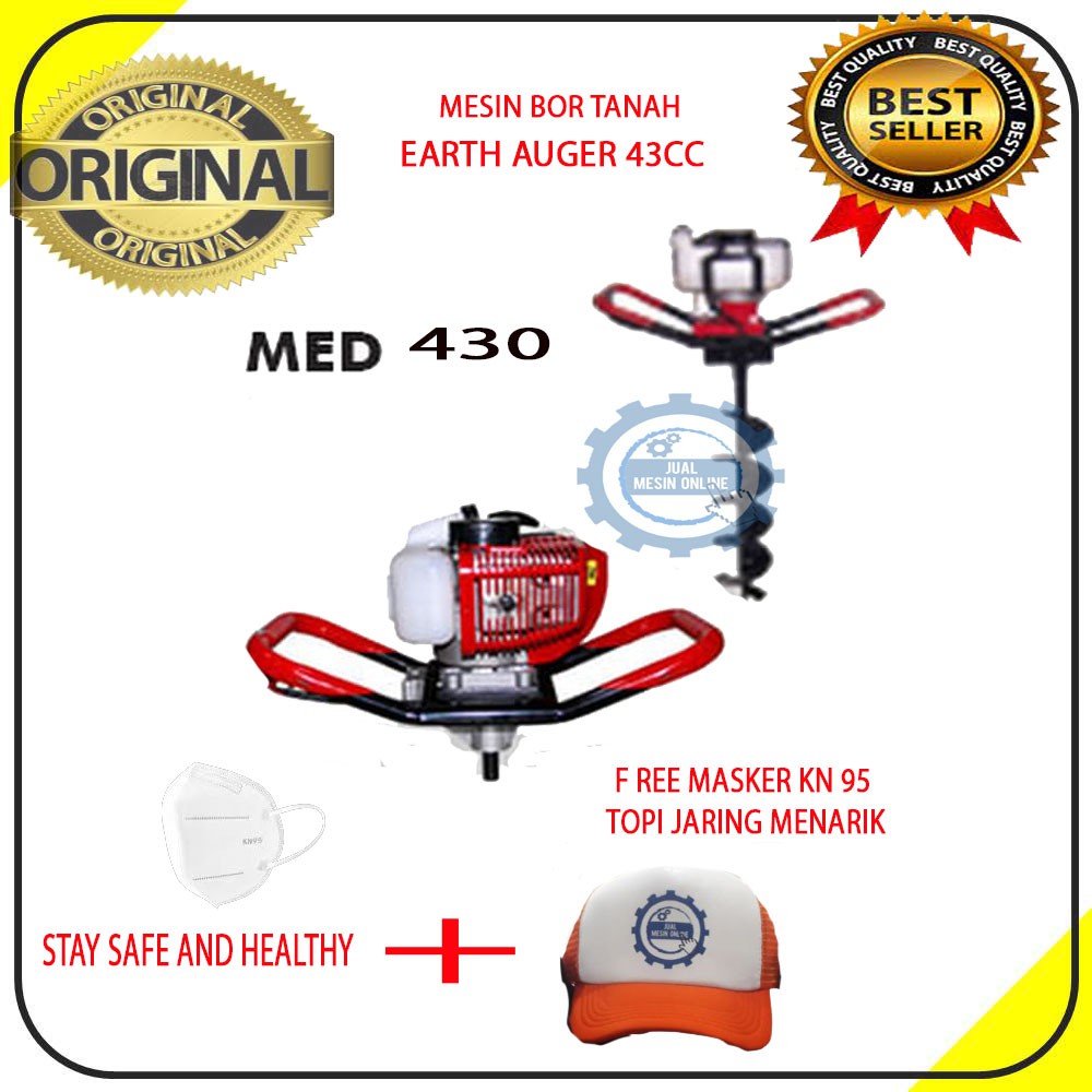 Alat Mesin Pertanian  Bor Tanah  Earth Auger Biopori Med 430 With Drill 4 inch 100mm atau 10cm