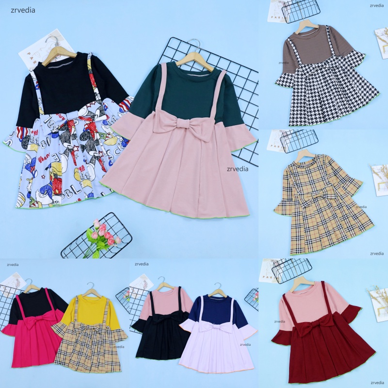 Overall Kirei uk Bayi - 8 Tahun / Dres Lengan Panjang IMPORT Anak Perempuan Murah Baju Gaun Pesta Adem ZR Vedia