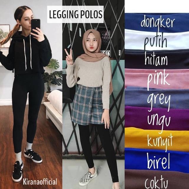 𝐊𝐈𝐑𝐀𝐍𝐈 Celana Legging Polos Dewasa Standar &amp; Jumbo Legging Panjang Spandex Premium