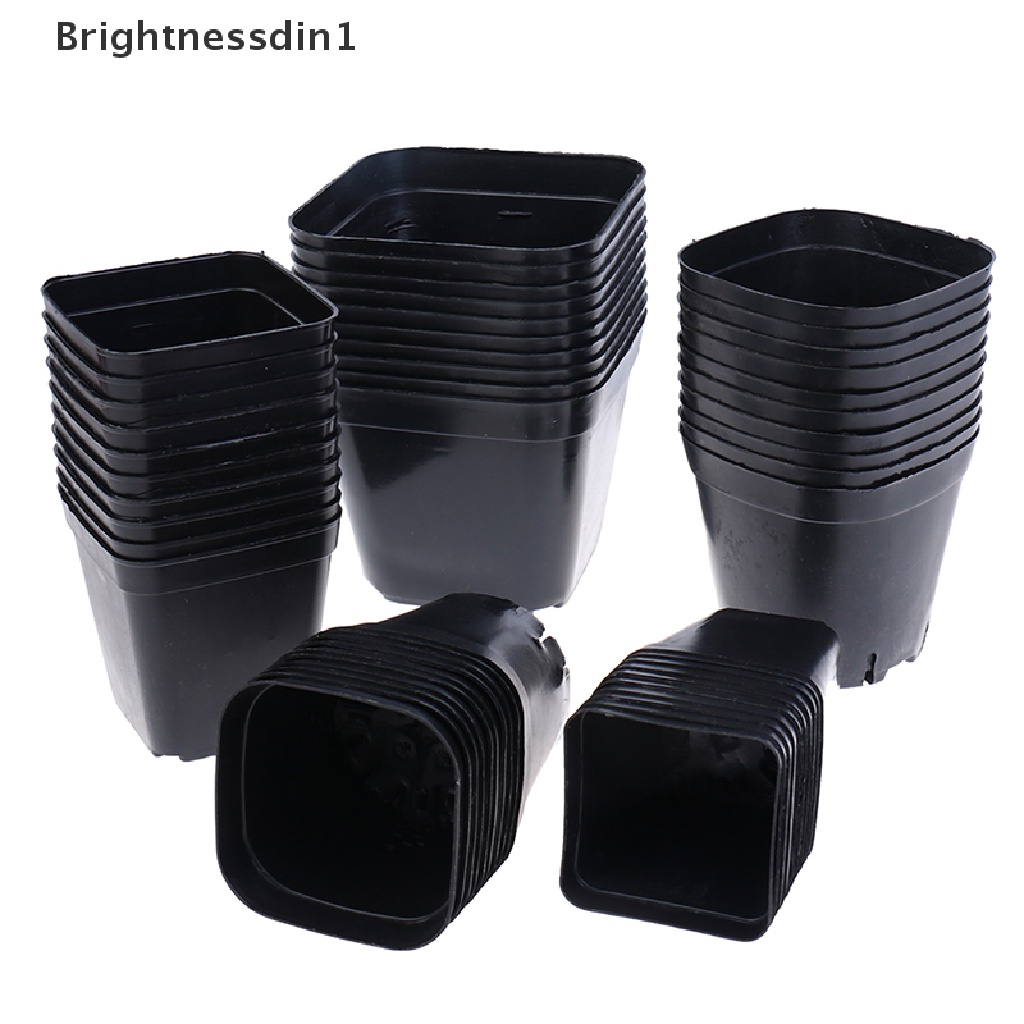 10 Pcs Pot Bunga Bahan Plastik Bentuk Persegi Warna Hitam Ukuran Kecil 1 In 1