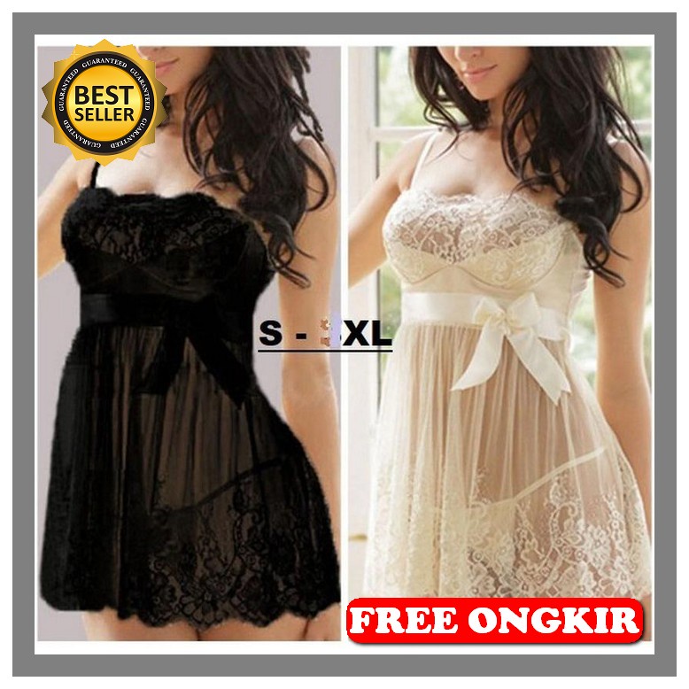 Bls 005 - Warna Hitam / Merah - Free All Size Fit Ukuran S Sampai M - 2 In 1 Set Sexy Lingerie Trans