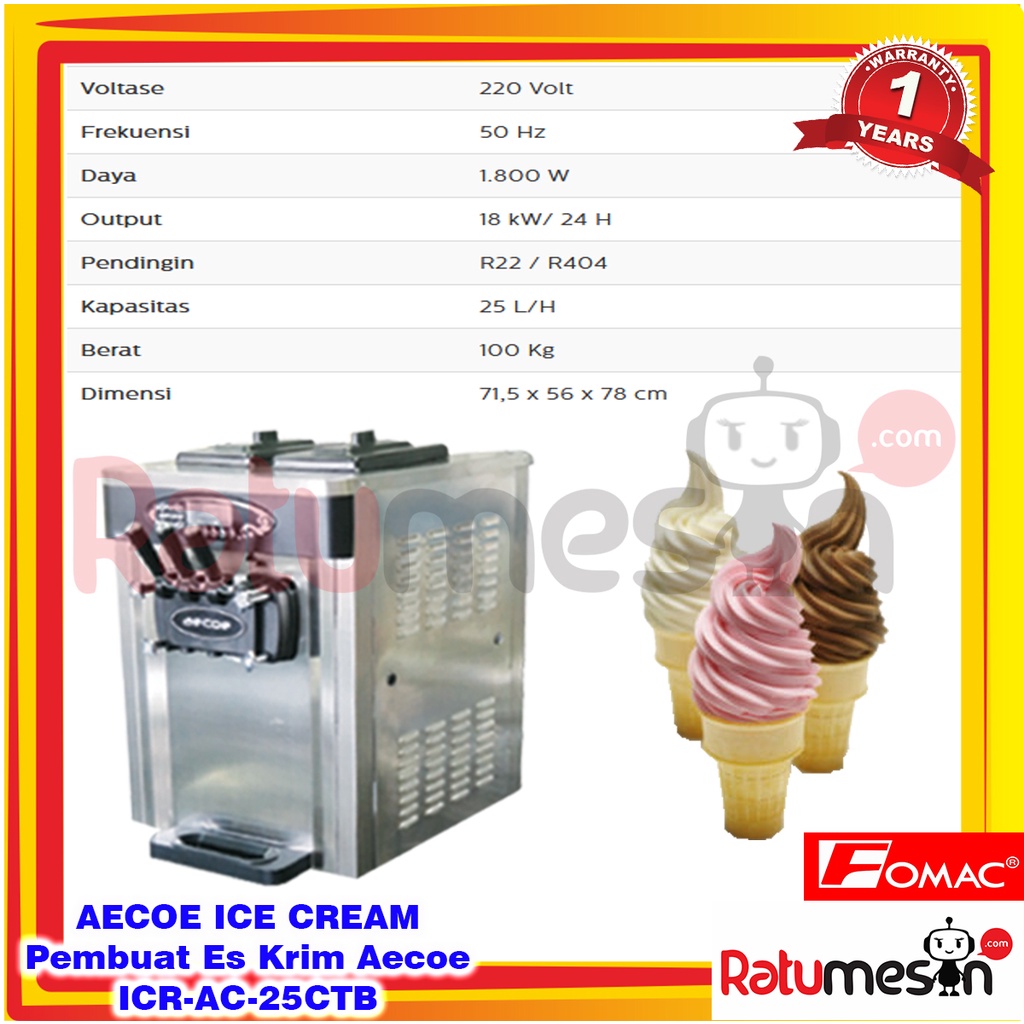 Aecoe Ice Cream / Mesin Pembuat Es Krim Aecoe 3 Tuas ICR-AC-25CTB FOMAC