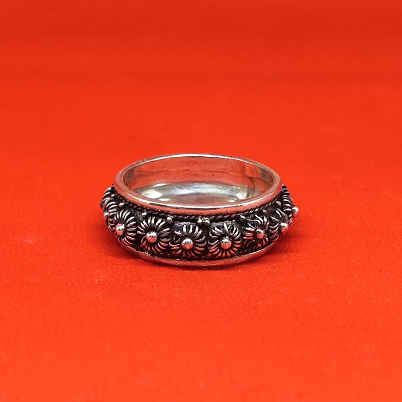 Cincin Ring Perak Silver Bali 925 Bunga Paya tebal Bakar Pria Laki Wanita Keren Elegan Custom