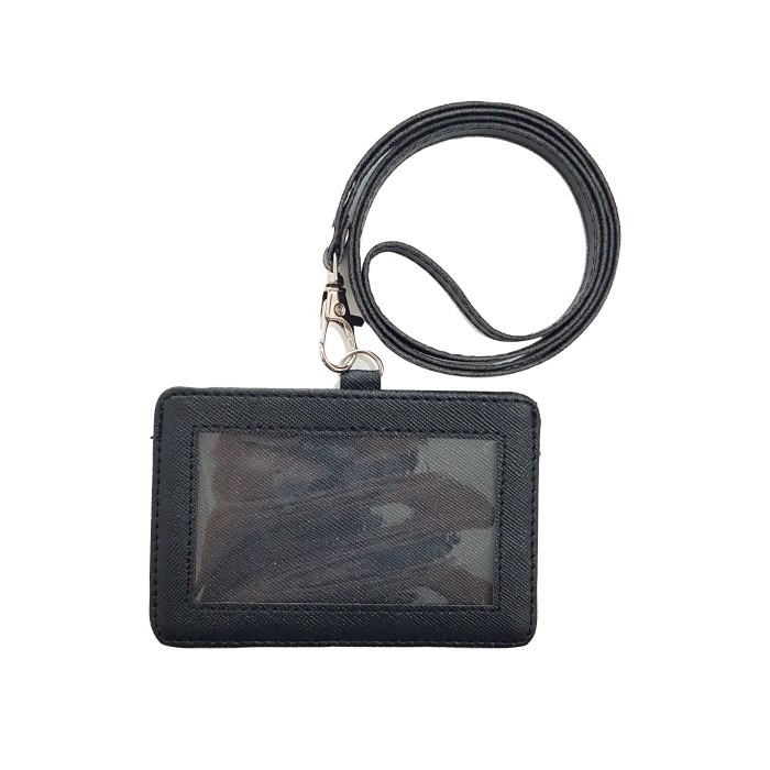

Unik Name Tag Horizontal Kulit Lanyard Landscape Pu Leather Id Card Hitam Diskon