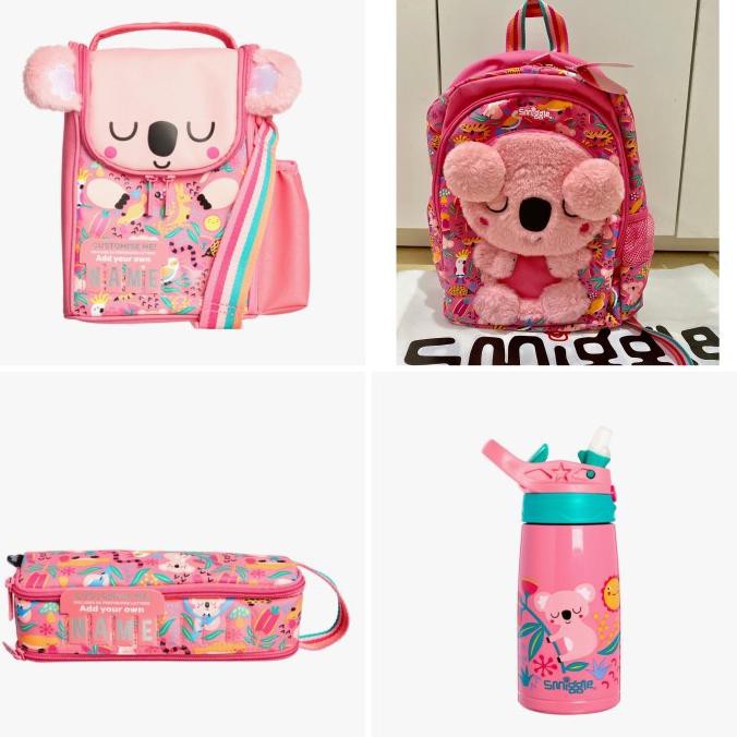 Smiggle Backpack Lunchbox Bottle Pencil Case Koala Pink Tas Original ---Termurah---