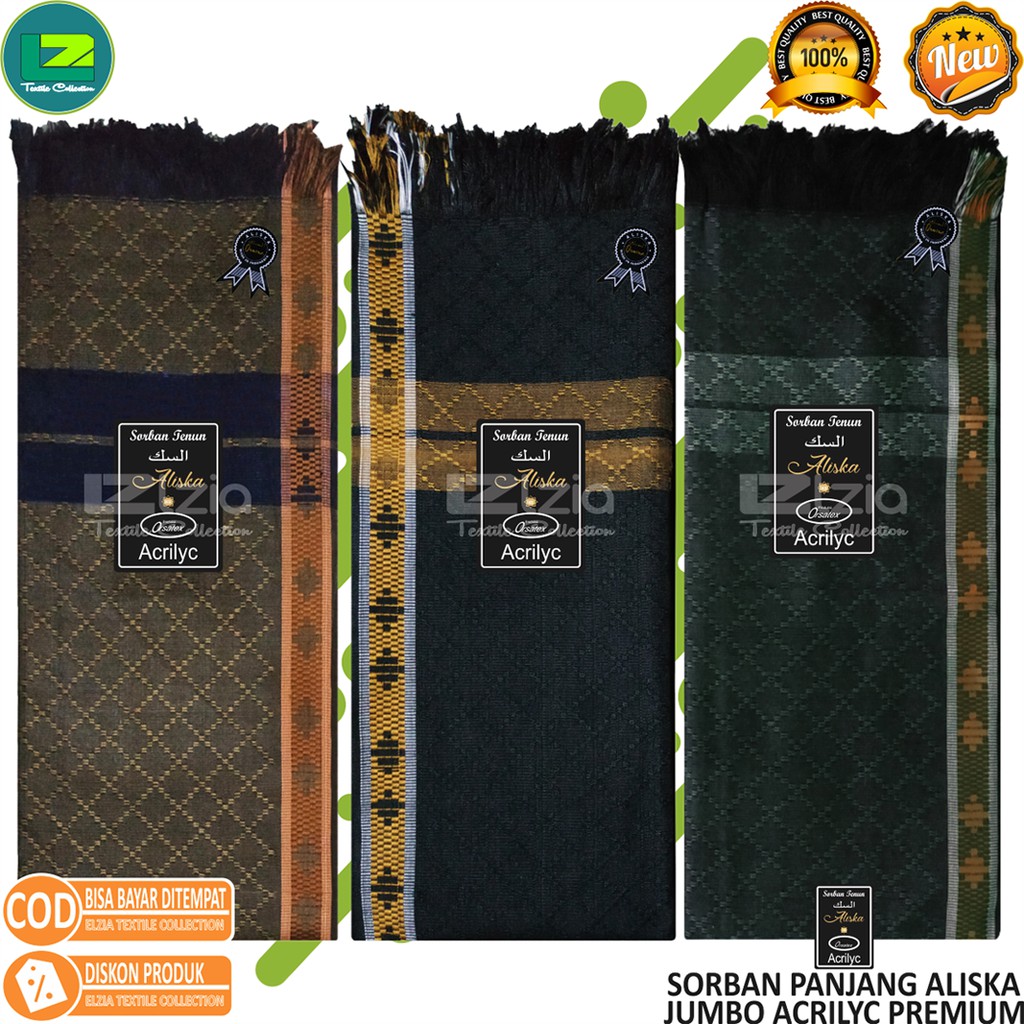 SORBAN PANJANG SORBAN ALISKA JUMBO BAHAN AKRILIK PREMIUM