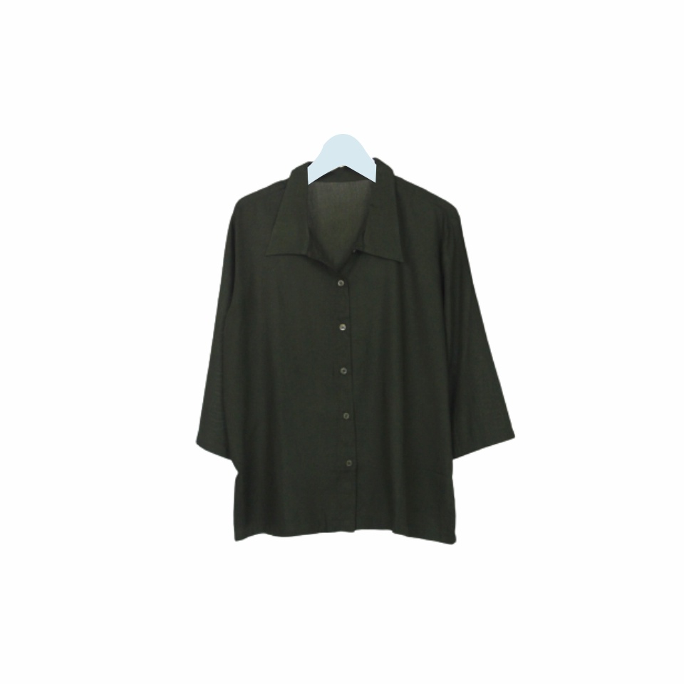 BLOUSE WANITA POLOS LENGAN PANJANG KATUN RAYON ORGANIK 7/8 ATASAN BLOUSE ALLSIZE-Blouse Army