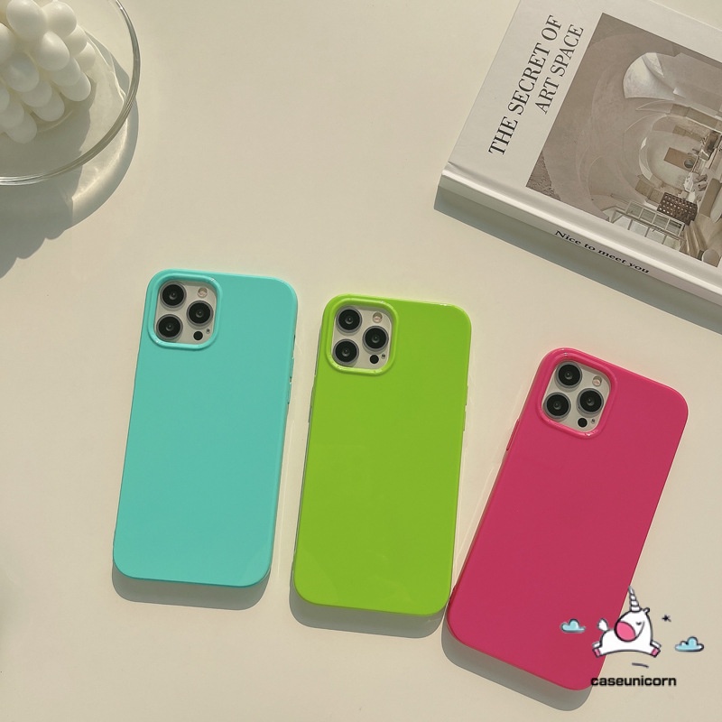 Soft Case Bahan Tpu Warna Jelly Glossy Fluorescent Untuk Iphone 12 11 Pro Max Xr Xs Max 8 7 Plus Se 2020