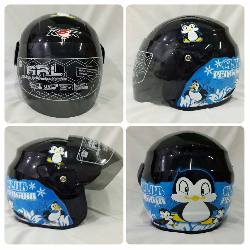 Helm Evo Karakter Kartun Club Penguin Hitam Dewasa.