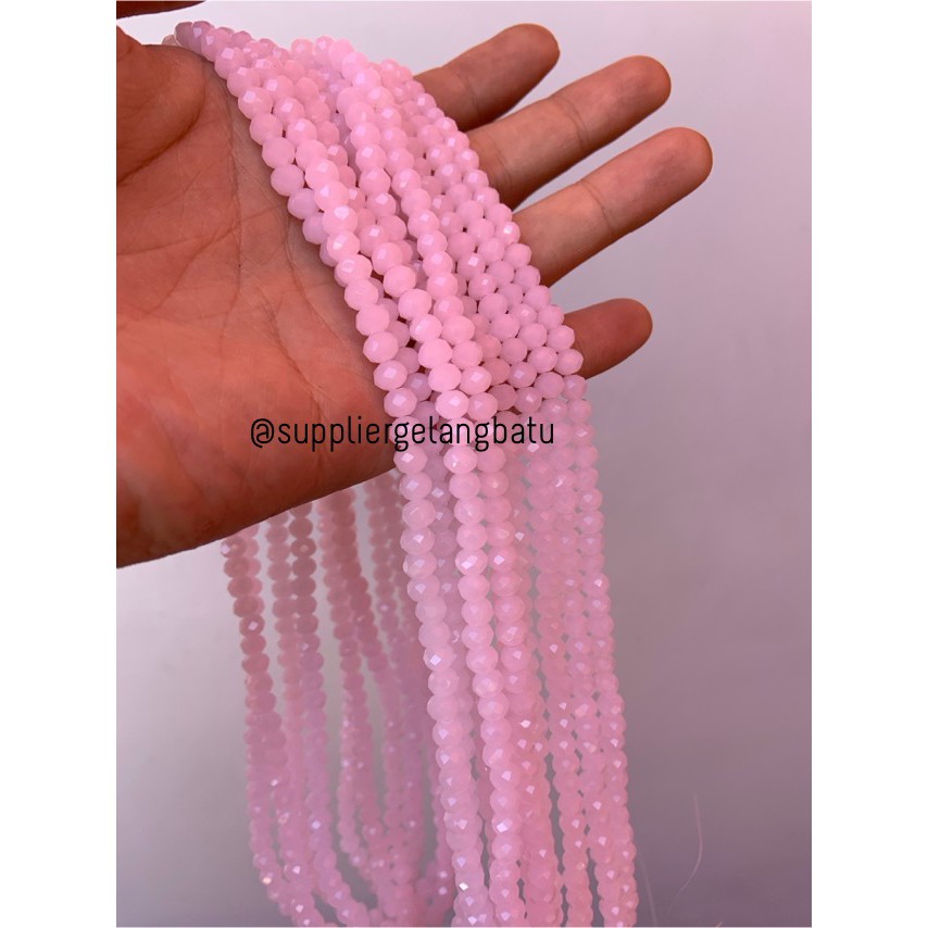 Crystal Ceko PINK DOFF 6mm bahan gelang kalung PREMIUM DIY CRAFT PAYET