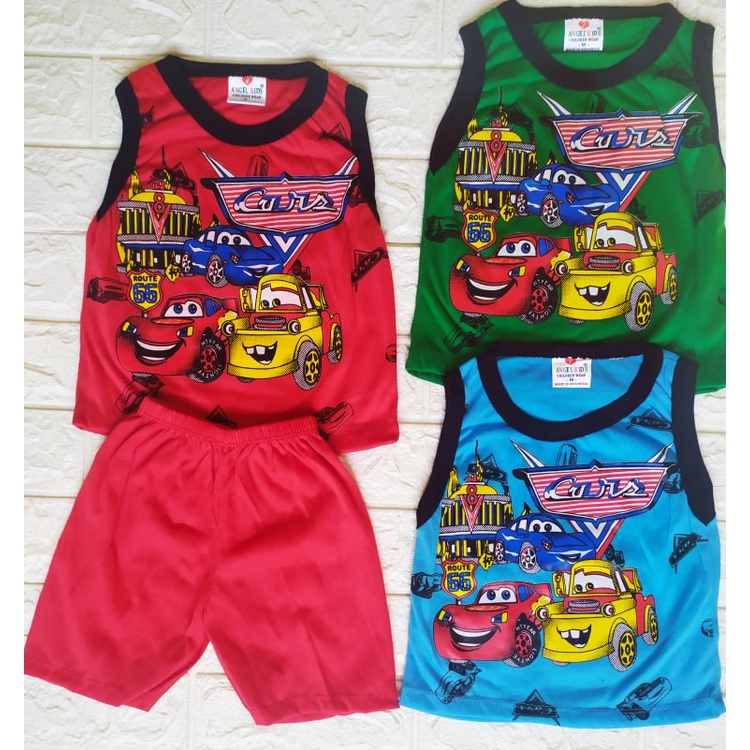 Setelan Anak Lengan Singlet Karakter Animasi | S-M-L-XL-XXL | Cars