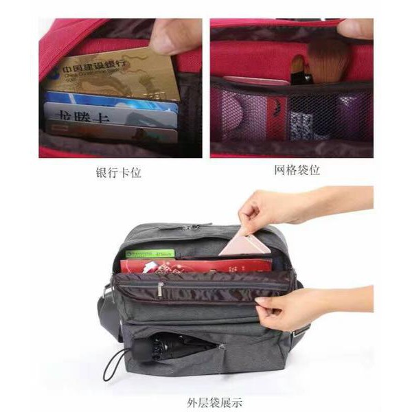 Tas Selempang Keren Banyak Bagian Sekat Travel Organizer Bag T1120 Doky