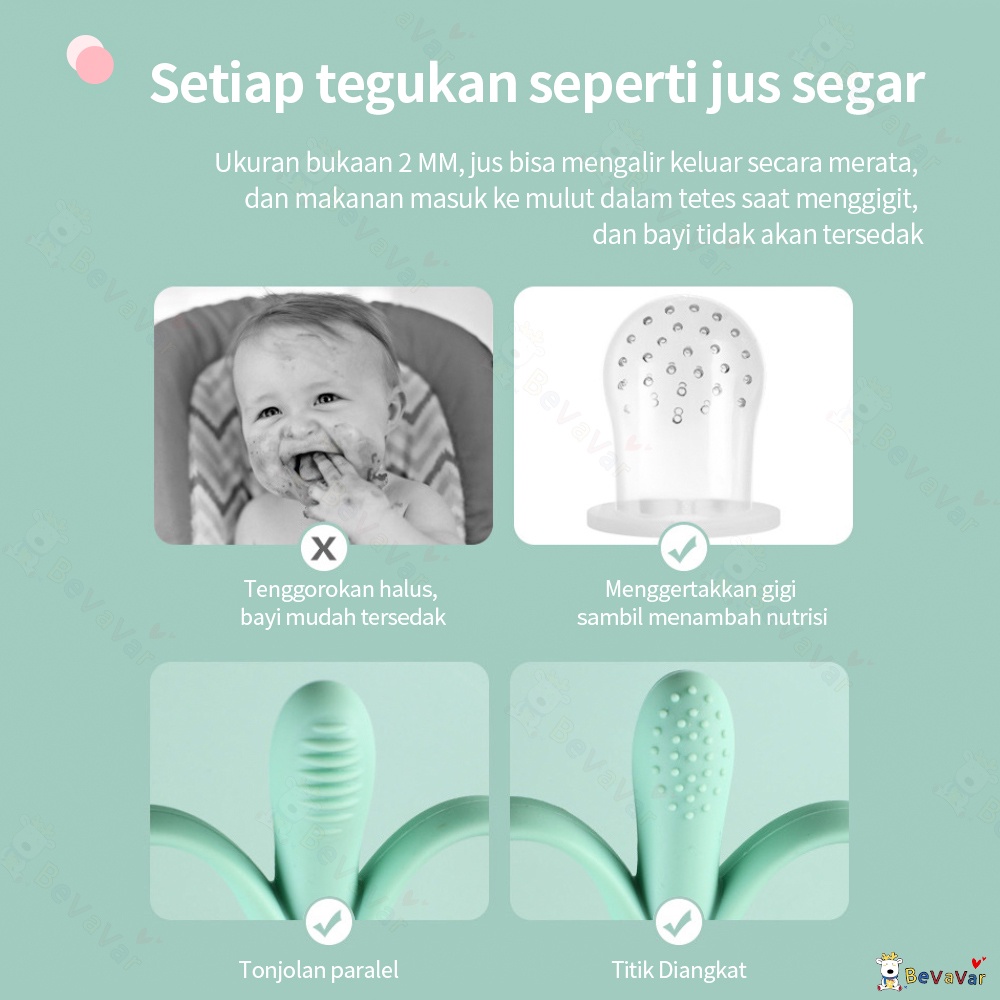 BEVAVAR empeng buah bayi + gigitan bayi silikon 2 in 1 BPA Free-2