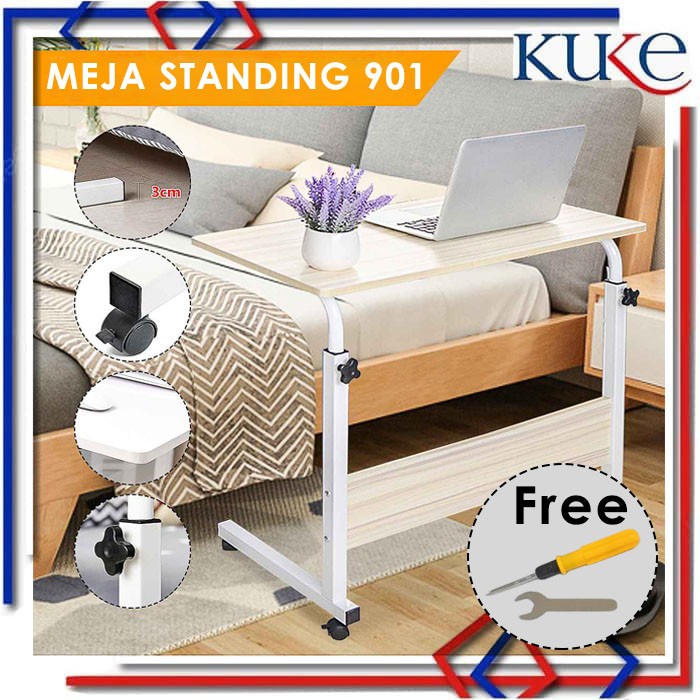 Meja Laptop Standing Adjustable / Meja Laptop Portable Standing - Merah Muda