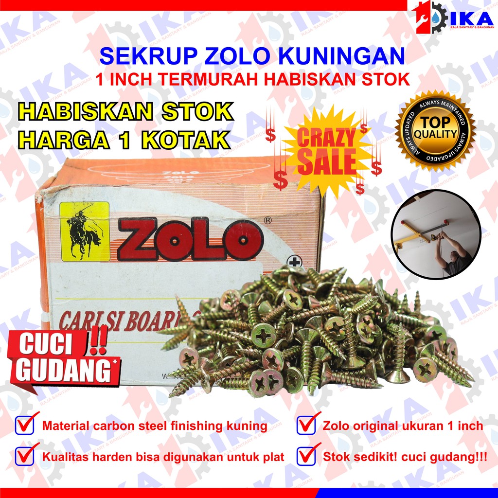 Obral Cuci Gudang Murah Skrup sekrup grc kuning 1 inch / 2.5 cm GRC / Carlsi board screw zolo