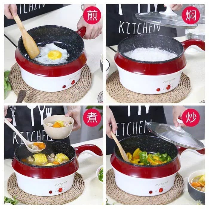 Multifunctional electric fry pan Panci Listrik lapisan keramik / Panci Portable
