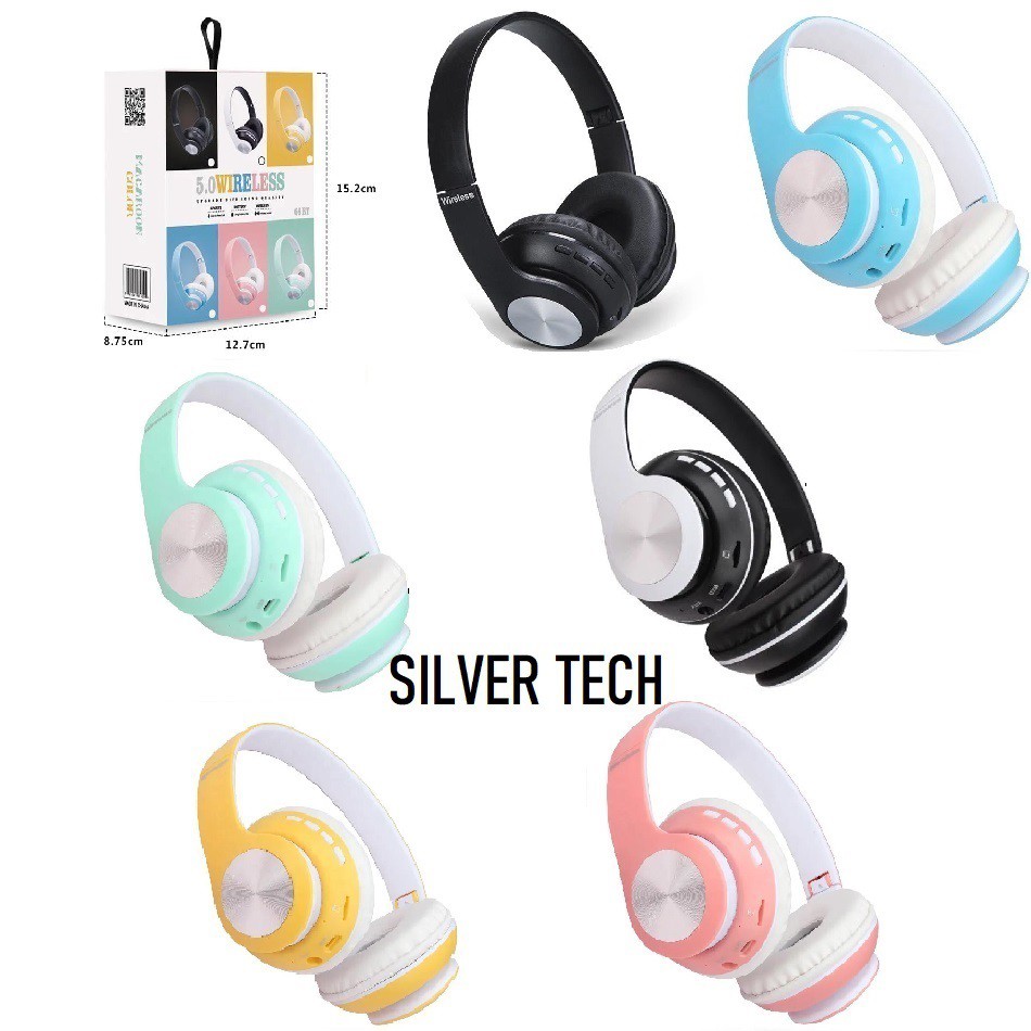 Silvertech Headphone Extra BASS  66BT Macaron Aneka Warna  - bluetooth V5  - 66BT TERMURAH