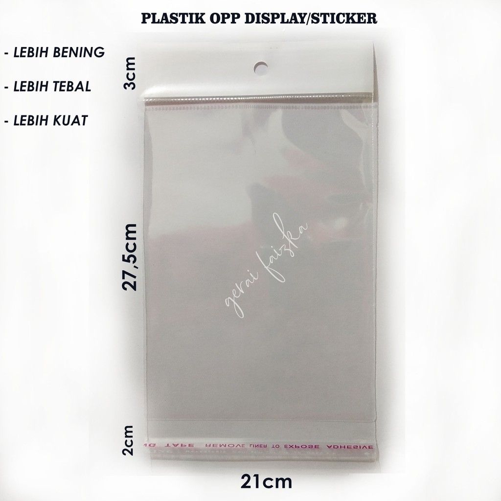 

PLASTIK OPP DISPLAY/STICKER 21x27.5