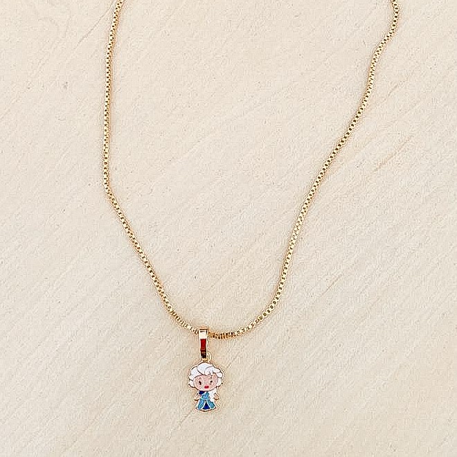 Kalung Anak Putri Elsa Biru Frozen Gold