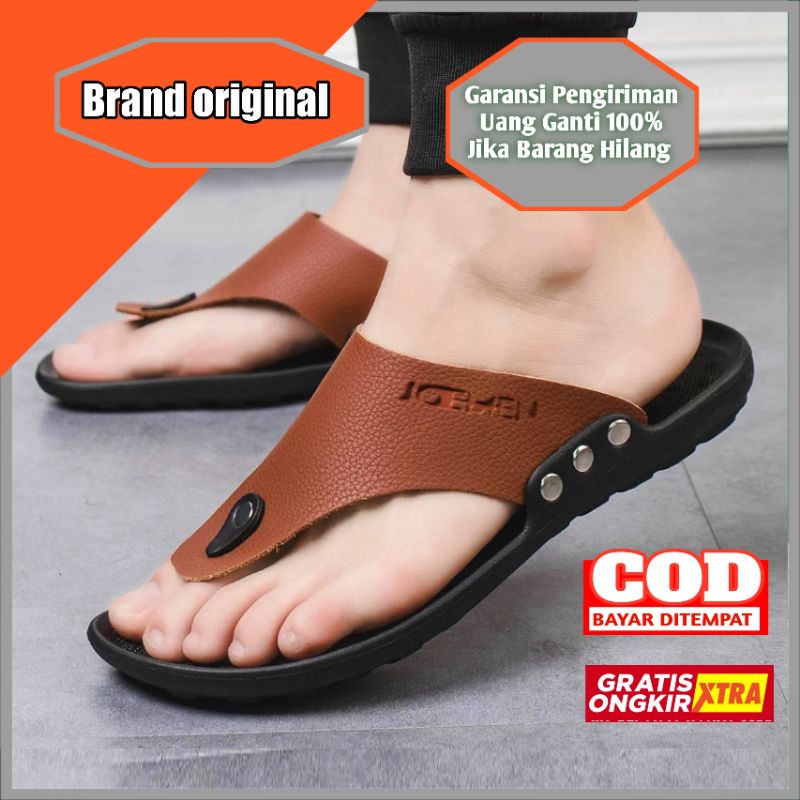 Sandal Jepit Kulit Pria Casual Original Brand Resmi Joemen Sandal Sendal Jepit Japit Kulit Laki-laki